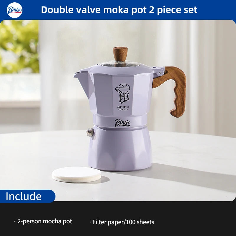 Cafetera moka Bincoo de doble válvula
