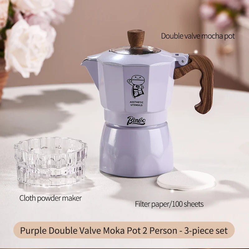 Cafetera moka Bincoo de doble válvula