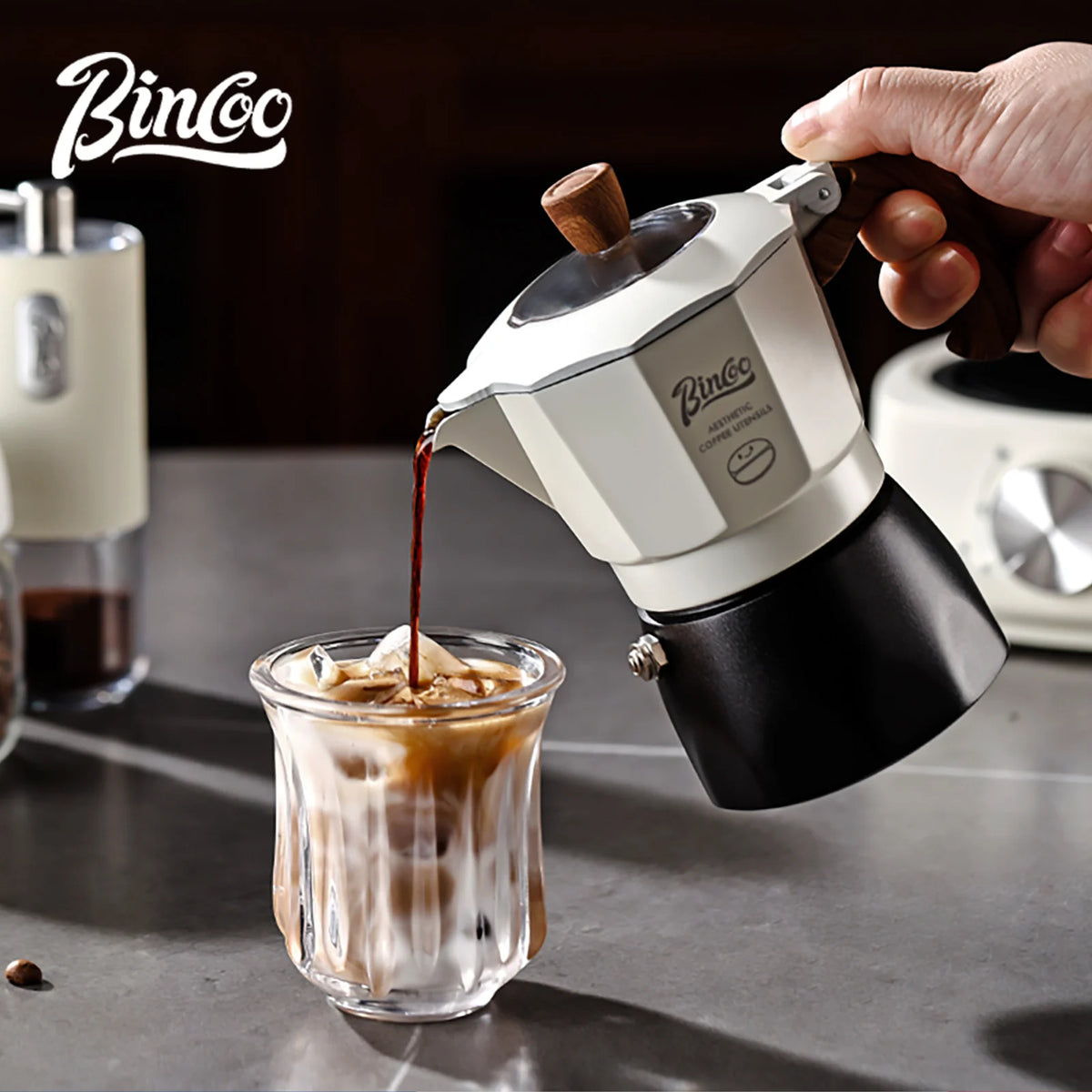 Cafetera moka Bincoo de doble válvula