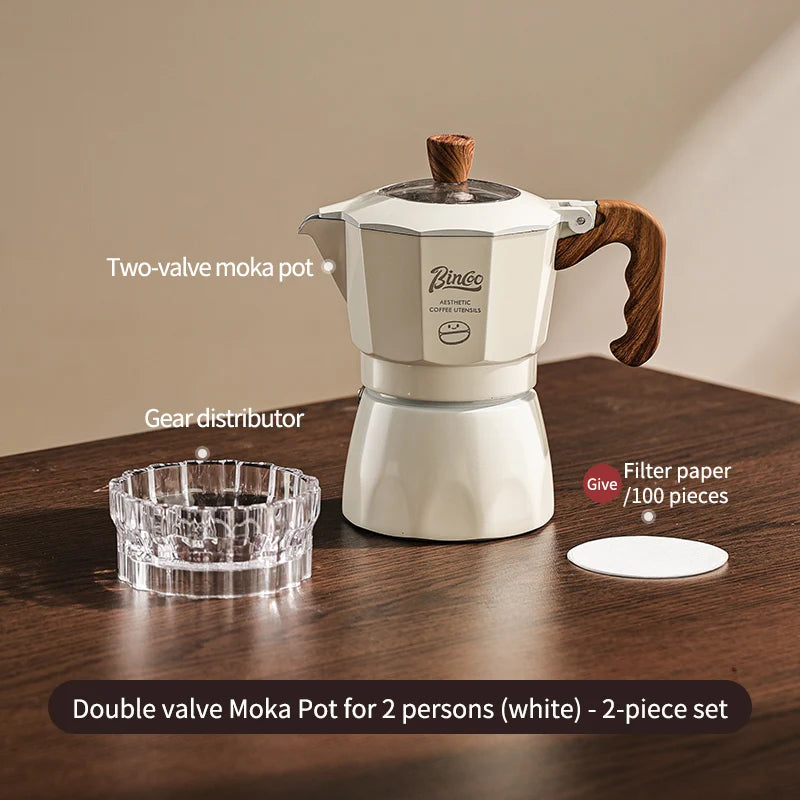 Cafetera moka Bincoo de doble válvula